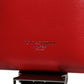 Red Leather Logo Zip Around Card Holder Wide Strap Wallet