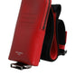 Red Leather Logo Zip Around Card Holder Wide Strap Wallet
