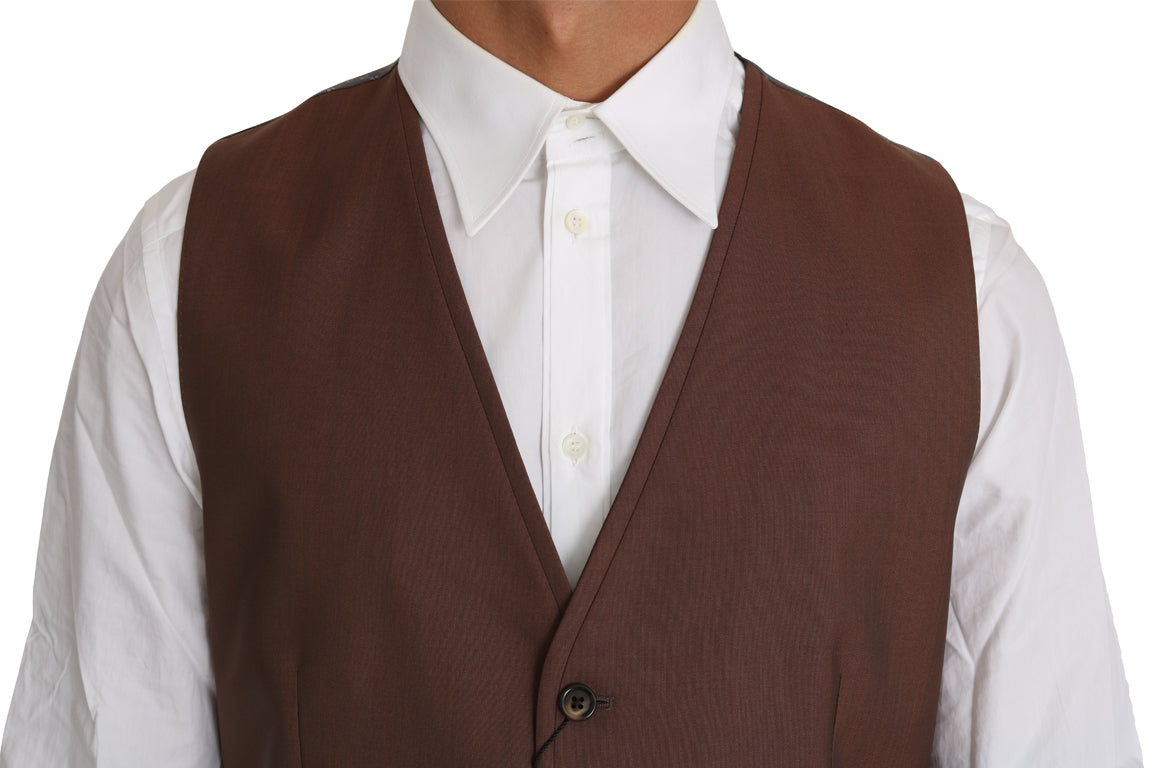 Sleek Bronze & Gray Formal Vest Slim Fit