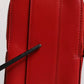 Red Leather Logo Zip Around Card Holder Wide Strap Wallet
