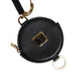 Black Round Leather DG Logo Coin Purse Lanyard Wallet