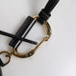 Black Round Leather DG Logo Coin Purse Lanyard Wallet