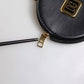 Black Round Leather DG Logo Coin Purse Lanyard Wallet