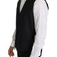 Elegant Gray Slim-Fit Wool-Silk Vest