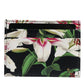 Black Floral Leather Card Holder DG Logo Plaque Wallet