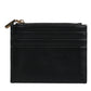 Black Leather Card Holder Case DG Logo Zip Wallet