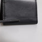 Black Leather Folding Card Holder Logo Print Wallet