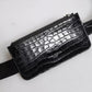 Black Alligator Leather Airpods Case Coin Purse Wallet