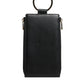 Black Leather Logo Plaque Neck Strap Card Coin Wallet