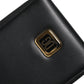 Black Leather Logo Plaque Neck Strap Card Coin Wallet