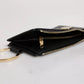 Black Leather Logo Plaque Neck Strap Card Coin Wallet