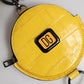 Yellow Round Leather DG Logo Coin Purse Lanyard Wallet