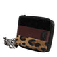 Multicolor Leopard Leather DG Bifold Card Holder Wallet