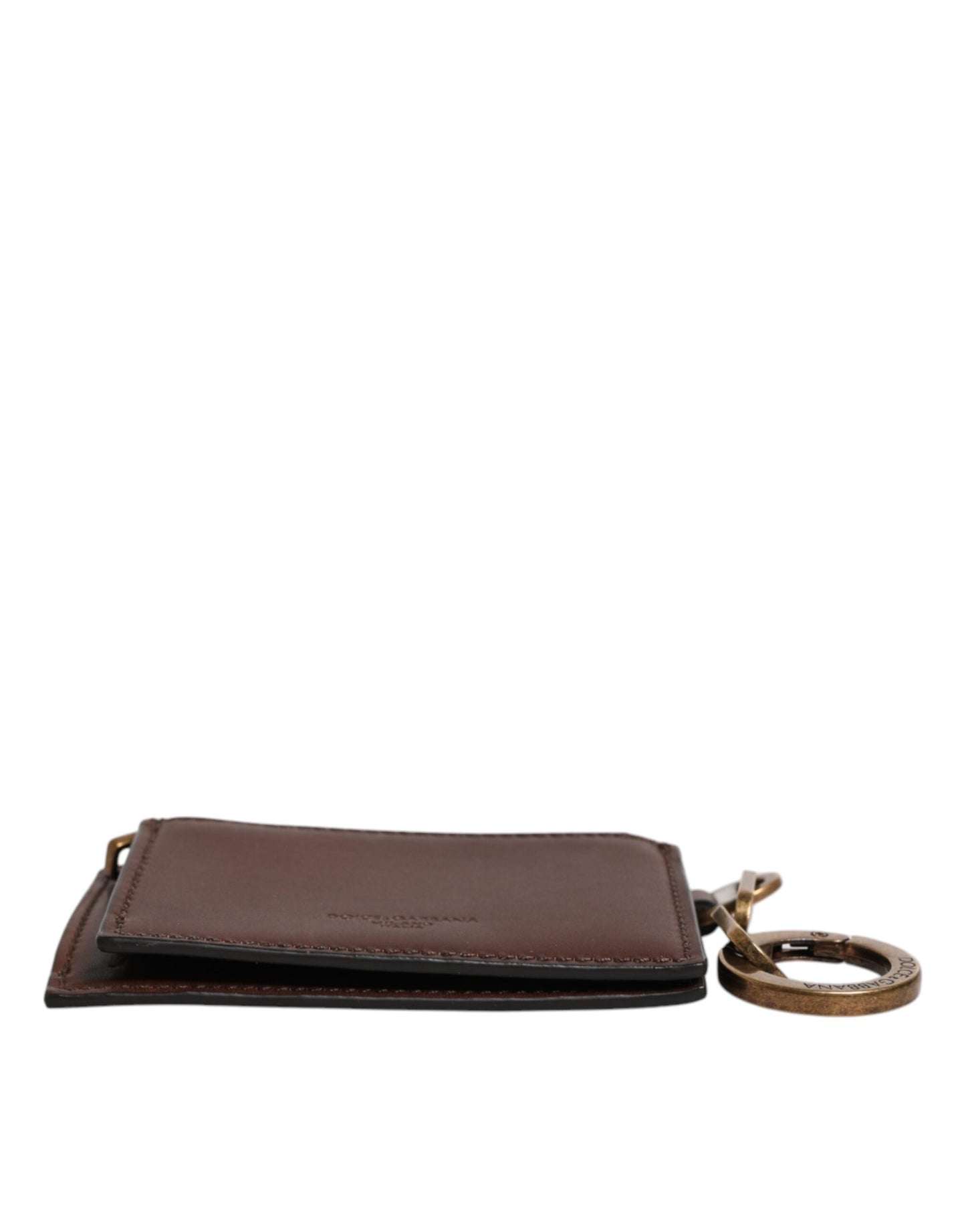 Brown Leather Zip Logo Keyring Coin Purse Keyring Wallet