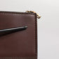 Brown Leather Zip Logo Keyring Coin Purse Keyring Wallet