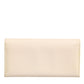 Beige Leather Trifold Logo Plaque Card Holder Wallet