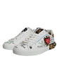 White Heart Studded Low Top Sneakers Shoes