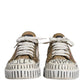 Brown Canvas Low Top Logo Print Sneakers Shoes