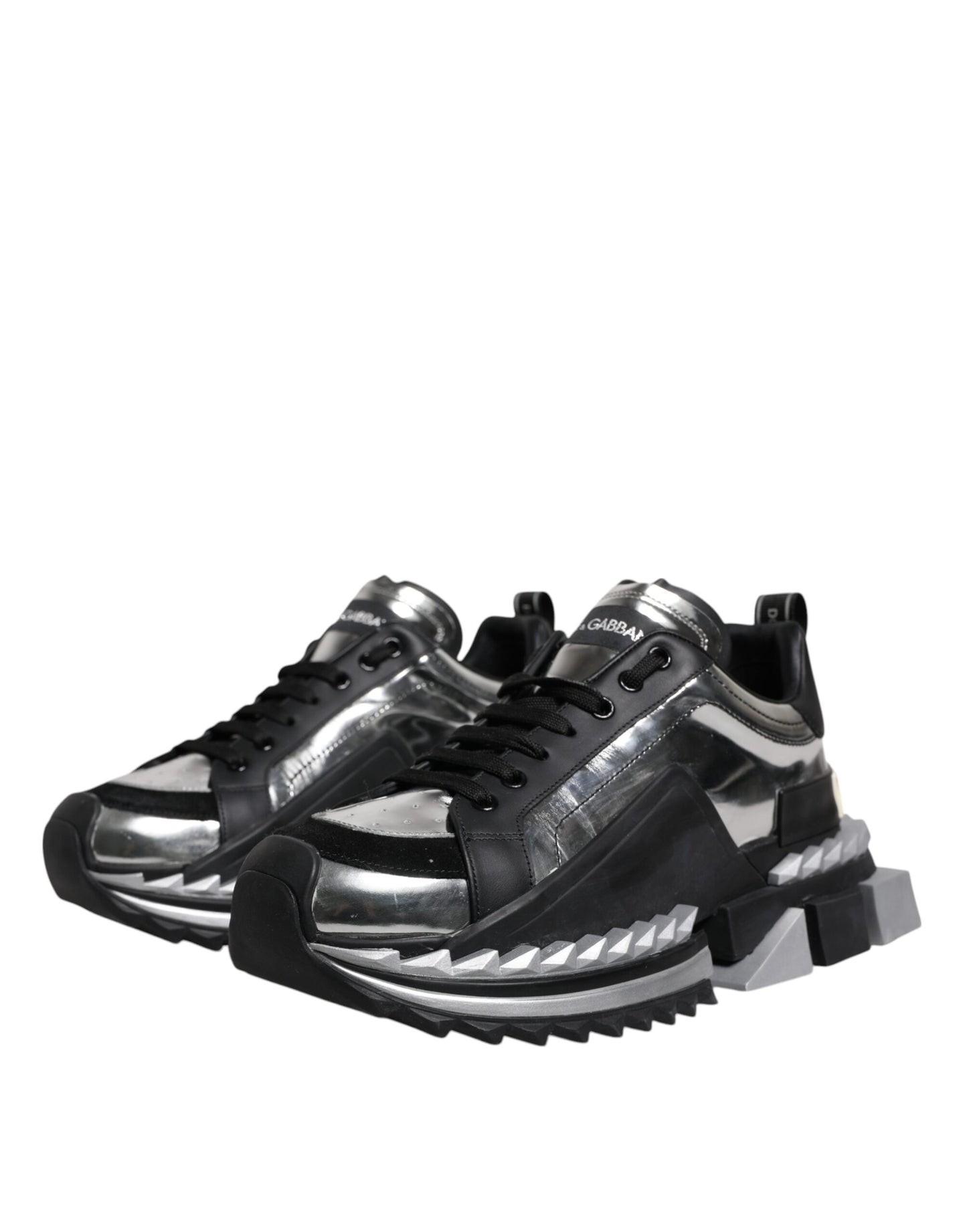 Black Silver SUPER KING Leather Sneaker Shoes