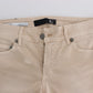 Beige Cotton Stretch Slim Fit Jeans