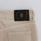 Beige Cotton Stretch Slim Fit Jeans