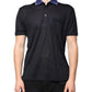 Blue Silk Collared Short Sleeves Polo T-shirt