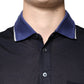 Blue Silk Collared Short Sleeves Polo T-shirt