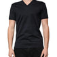 Black Cotton V-neck Short Sleeves T-shirt