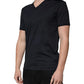 Black Cotton V-neck Short Sleeves T-shirt