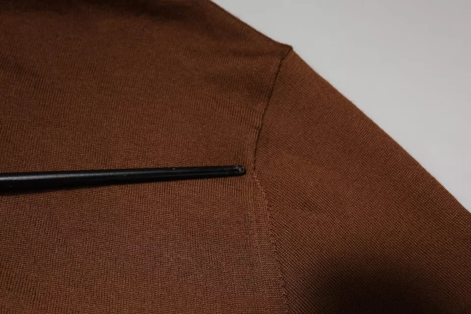 Brown Cashmere Turtleneck Pullover Sweater