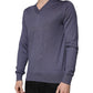 Gray Cashmere V-neck Men Pullover Sweater