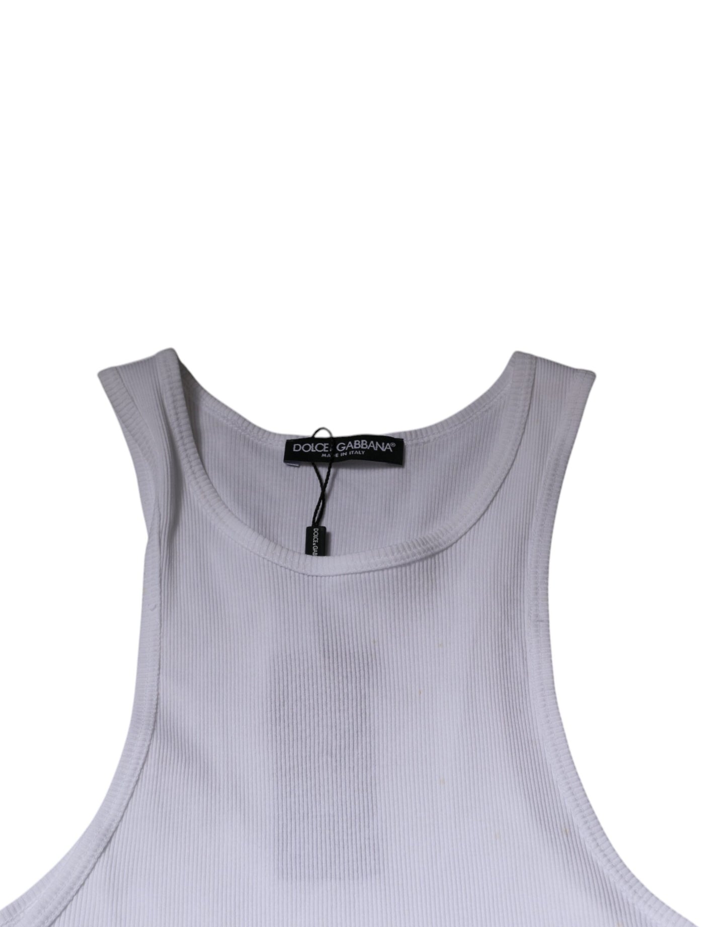 White Cotton Sleeveless Round Neck Tank T-shirt