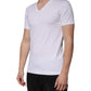 White Cotton V-neck Short Sleeves T-shirt