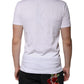 White Cotton V-neck Short Sleeves T-shirt