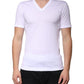 White Cotton V-neck Short Sleeves T-shirt