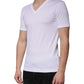 White Cotton V-neck Short Sleeves T-shirt