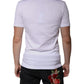 White Cotton V-neck Short Sleeves T-shirt