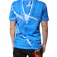 Blue Cotton V-neck Short Sleeves T-shirt