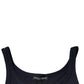 Blue Cotton Sleeveless Round Neck Tank T-shirt