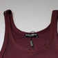 Maroon Cotton Sleeveless Round Neck Tank T-shirt