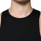 Black Cotton Sleeveless Round Neck Tank T-shirt