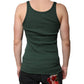 Green Cotton Sleeveless Round Neck Tank T-shirt