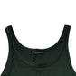 Green Cotton Sleeveless Round Neck Tank T-shirt