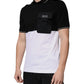 Black White Cotton Short Sleeves Polo T-shirt