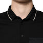 Black White Cotton Short Sleeves Polo T-shirt