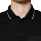 Black White Cotton Short Sleeves Polo T-shirt