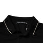 Black White Cotton Short Sleeves Polo T-shirt