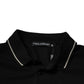 Black White Cotton Short Sleeves Polo T-shirt