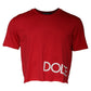 Red Logo Print Cropped Crew Neck T-shirt