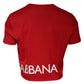 Red Logo Print Cropped Crew Neck T-shirt